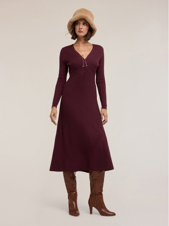 Motivi Motivi Vestito da giorno 7620W001532N036 Bordeaux Flared Fit