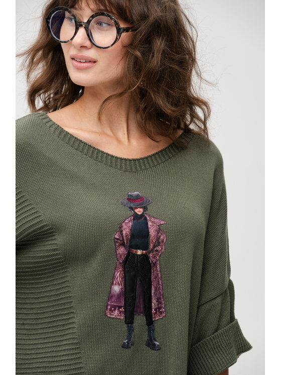 blue shadow blue shadow Sweter Nell Zielony Regular Fit