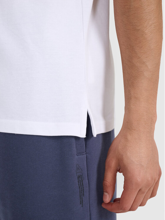 4F 4F Polokošeľa 4FWSS25TPTSM704-10S Biela Regular Fit