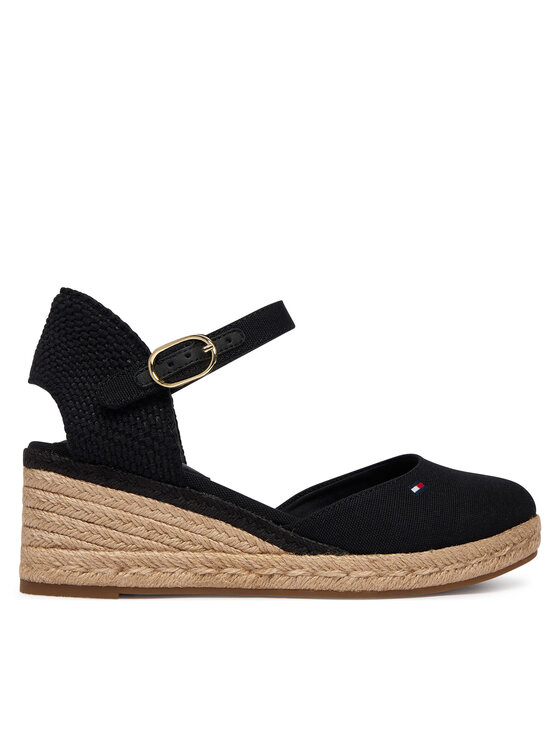 Tommy Hilfiger Tommy Hilfiger Espadrilky Mid Wedge Espad Closed Toe FW0FW09233 Černá