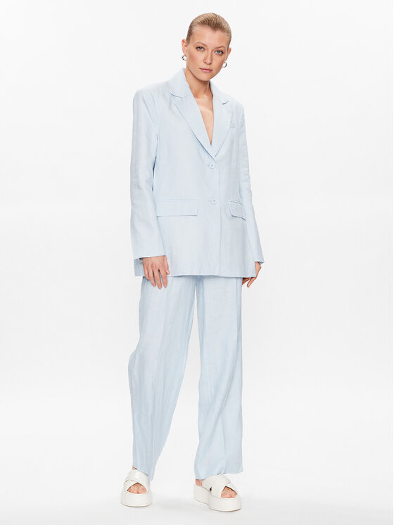 Remain Remain Riidest püksid Linen 500160190 Sinine Regular Fit