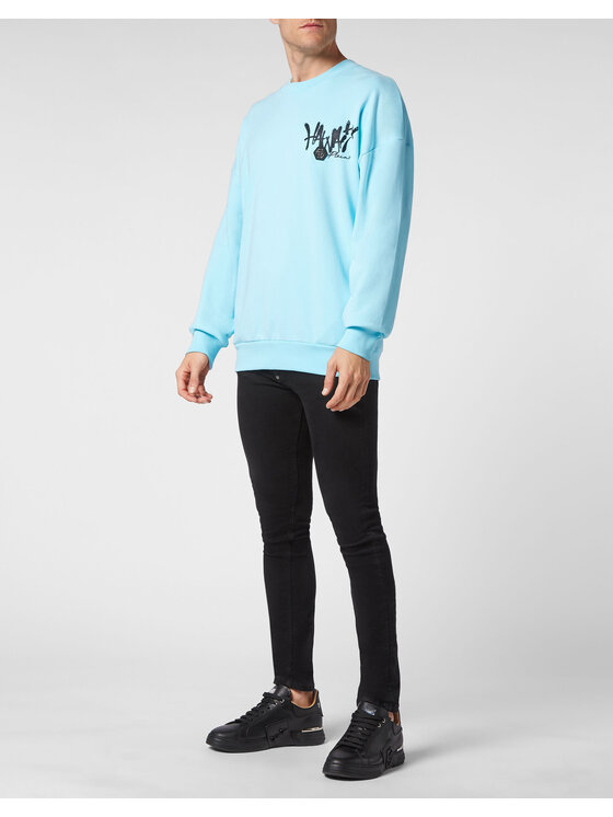 PHILIPP PLEIN PHILIPP PLEIN Bluza 947 Niebieski jasny Regular Fit