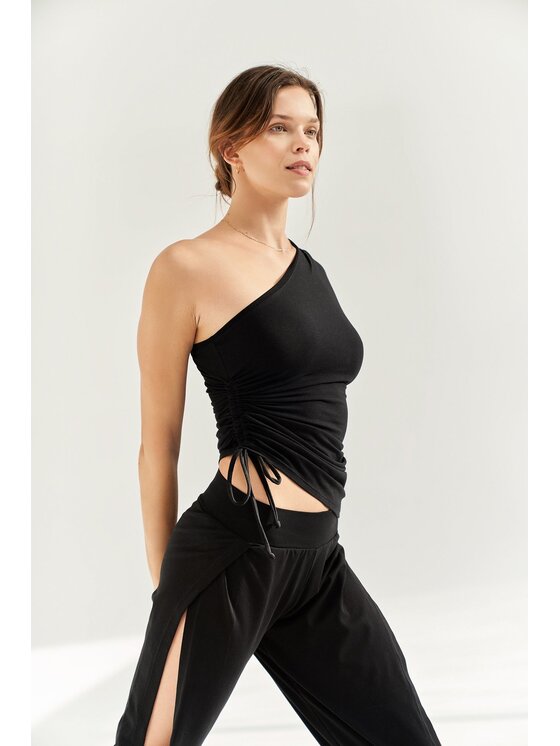 Top Moonholi, Rozmiar L/XL, Czarny, ONE SHOULDER STRING