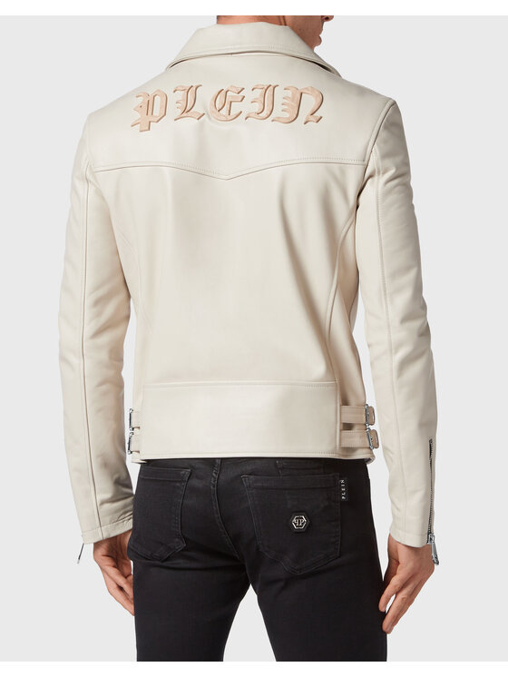 PHILIPP PLEIN PHILIPP PLEIN Kožená bunda 2599 Béžová Regular Fit