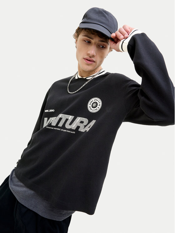 Jack&Jones Jack&Jones Džemperis ar kapuci Horizon 12278566 Melns Oversize