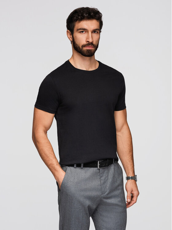 Ombre Ombre Komplet t-shirtów OM-TSBS-0268 Czarny Regular Fit