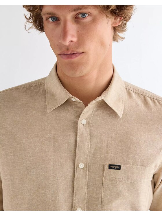 Wrangler Wrangler Koszula 1 PKT SHIRT Beżowy Regular Fit