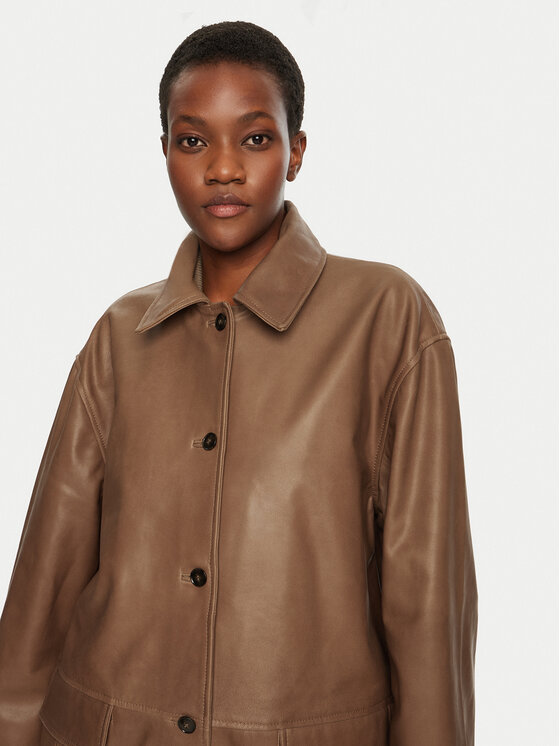 Herskind Herskind Bőr kabát Halston 5470175 Barna Loose Fit