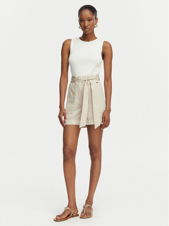 Guess Guess Auduma šorti W5GD1R WG4C2 Gaiši bēša Regular Fit