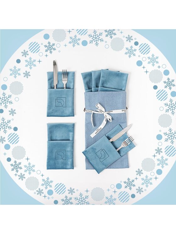 Doram design Doram design Dekoracja Welurowe etui na sztućce Cadet 6 szt. Niebieski