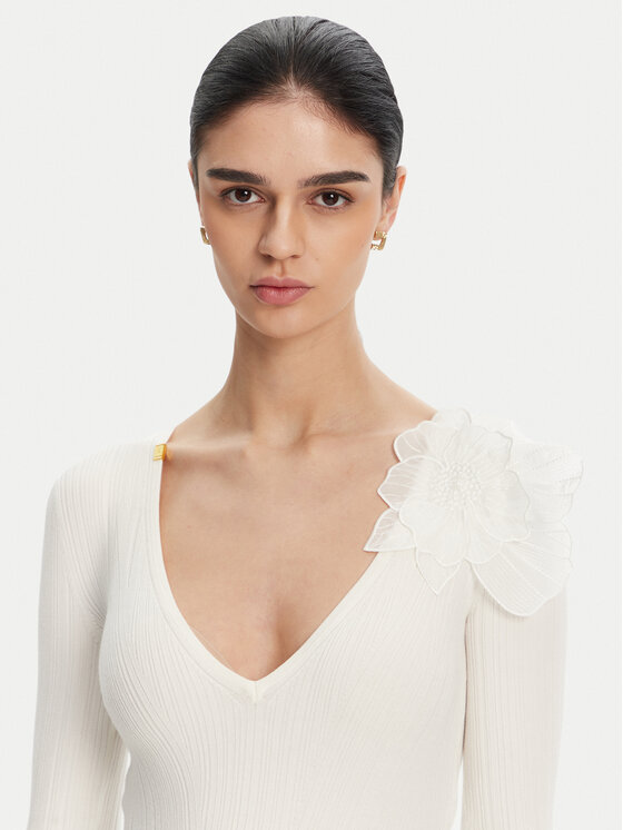 Elisabetta Franchi Elisabetta Franchi Rochie tricotată AM-52B-51E2 Alb Slim Fit
