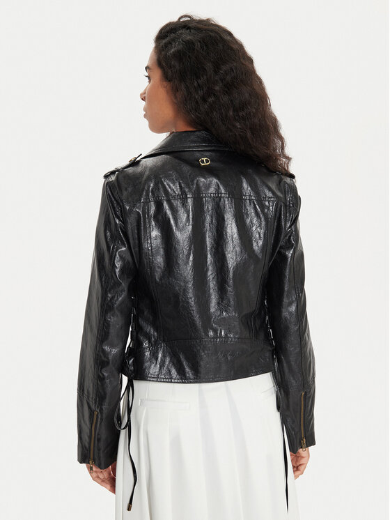 TWINSET TWINSET Μπουφάν από απομίμηση δέρματος 241TP2300 Μαύρο Slim Fit