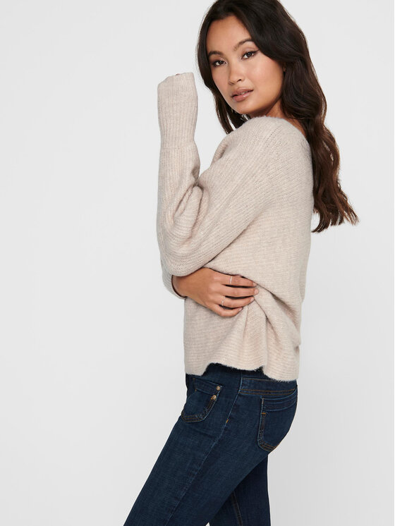 ONLY ONLY Sweter 15168705 Beżowy Regular Fit