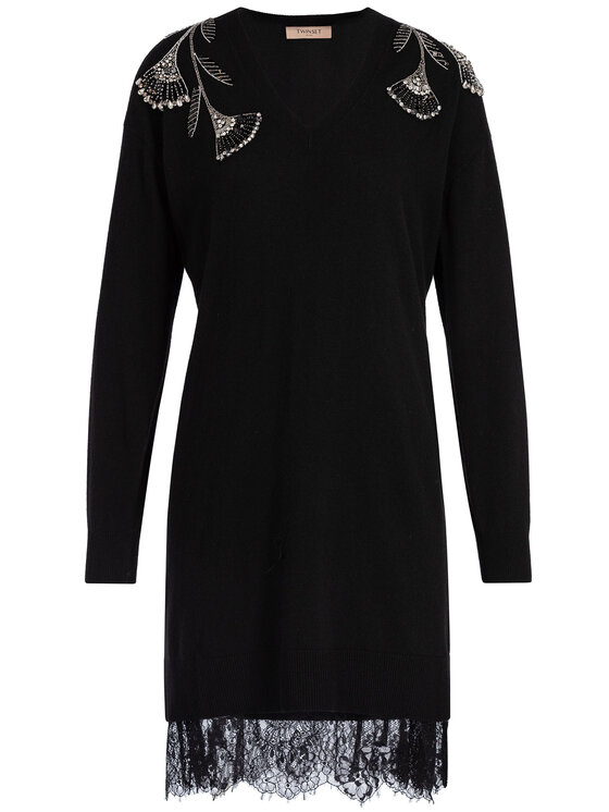 TWINSET TWINSET Sukienka codzienna 192TP3331 Czarny Regular Fit