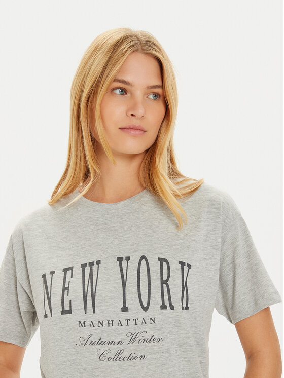 Brave Soul Brave Soul T-Shirt LTS-568JEMIMA Szary Oversize