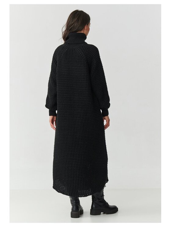 Makadamia Makadamia Sukienka dzianinowa S162 Czarny Loose Fit