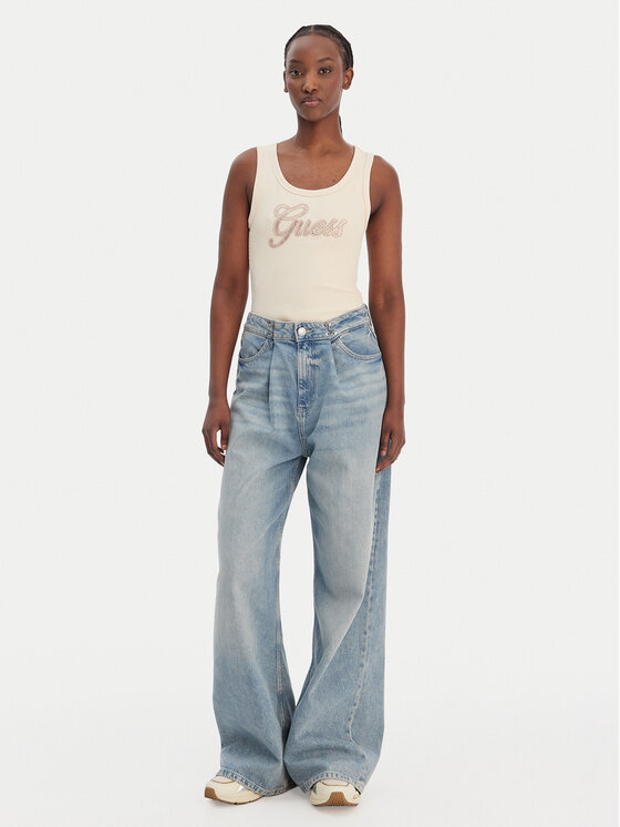Guess Guess Top W6GP22 K2954 Bej Regular Fit