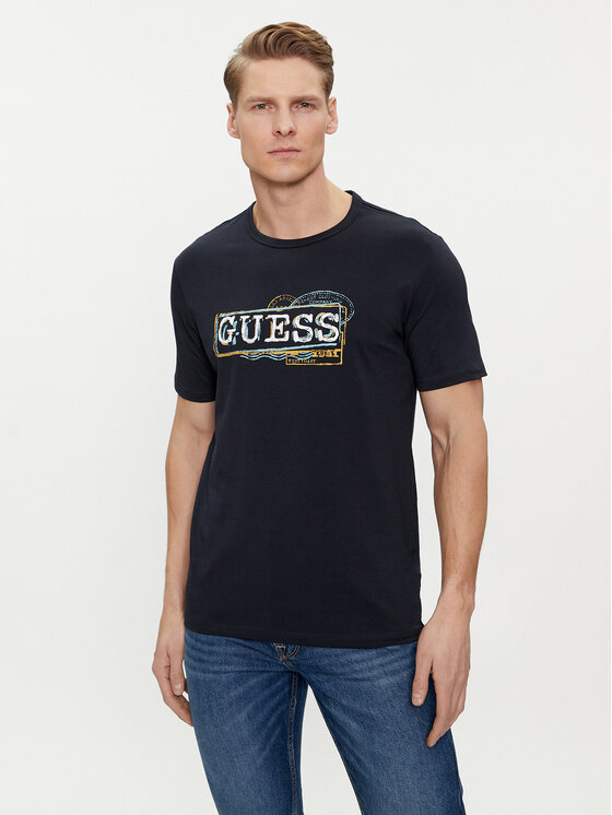 Guess T-krekls M4GI26 J1314 Zils Slim Fit