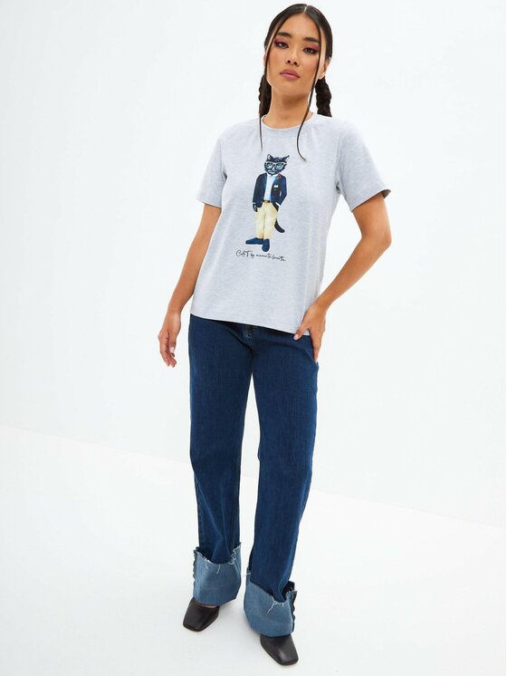 CAT by maniita lacitta CAT by maniita lacitta T-Shirt Printed T-shirt Szary Regular Fit