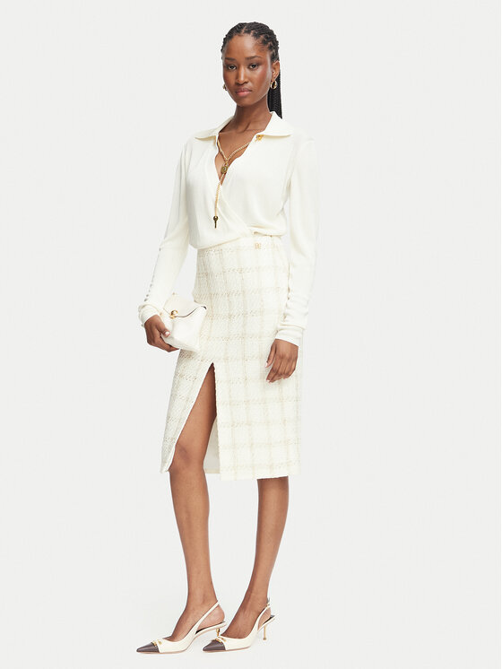 Elisabetta Franchi Elisabetta Franchi Gonna a matita GO-232-67E2-V440 Crema Slim Fit