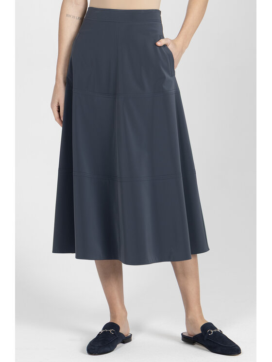 Deni Cler Milano Deni Cler Milano Spódnica midi W-DC-7009-F2-B3-59-1 Granatowy A-Line Fit