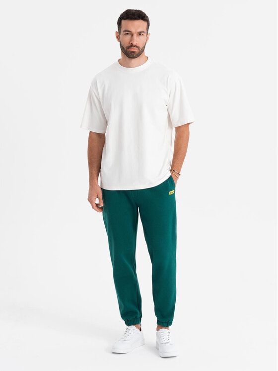 Ombre Ombre Spodnie dresowe OU-PSBC-0100 Khaki Regular Fit