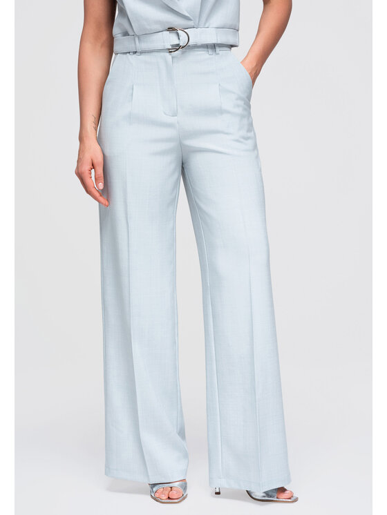 Ombre Ombre Spodnie materiałowe OW-PA-E0013 Niebieski Relaxed Fit