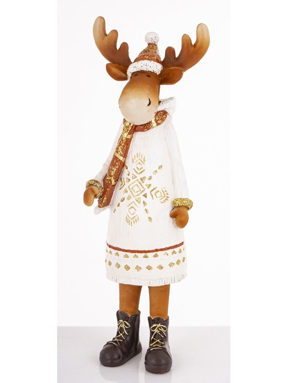 MIAhome MIAhome Figurka łoś 33x10x10 cm ALCE w białej sukience Biały