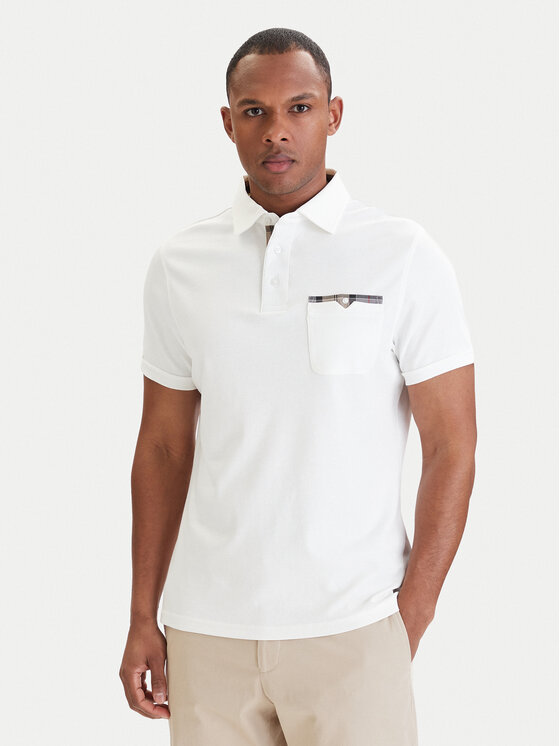 Barbour Barbour Polo marškinėliai Premium CorpatchMML1496WH11 Balta Tailored Fit