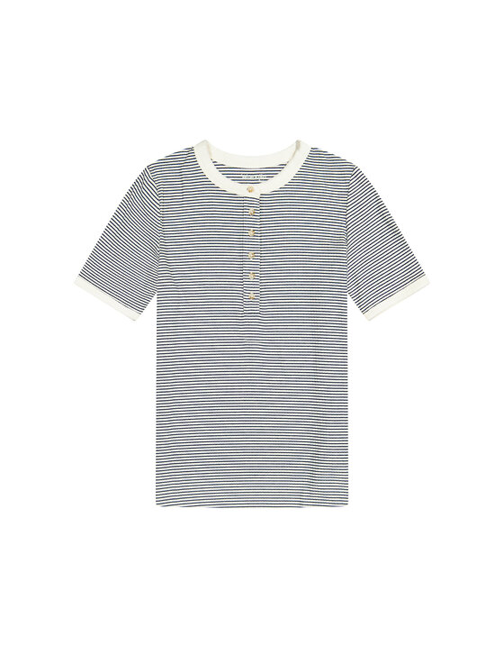 Wrangler Wrangler T-Shirt FEMME KNIT HENLEY Granatowy Slim Fit