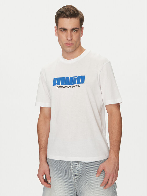 HUGO Tricou Newromi 50542934 Alb Regular Fit
