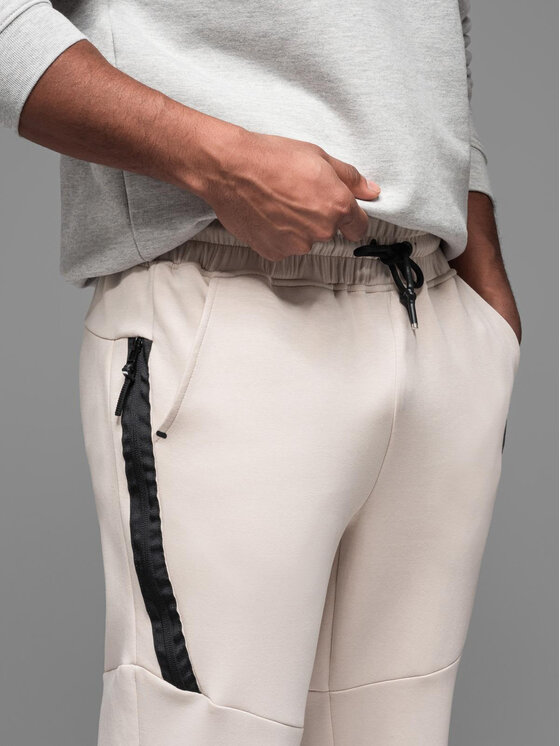 Ombre Ombre Spodnie dresowe OM-PASK-0226 Beżowy Regular Fit