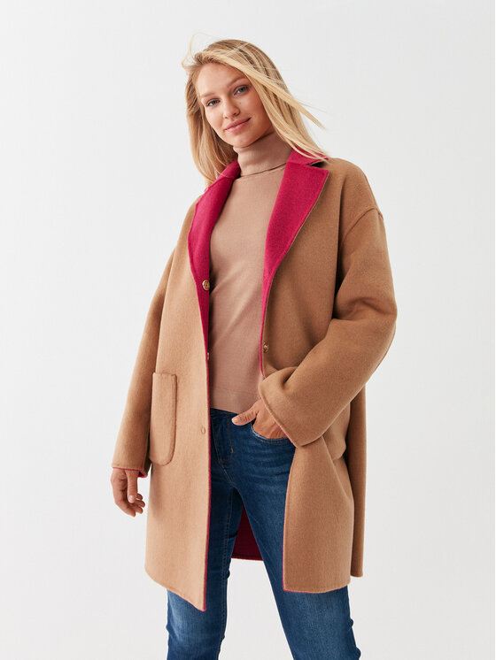 Liu Jo Liu Jo Gyapjú kabát MF3241 T3505 Rózsaszín Relaxed Fit