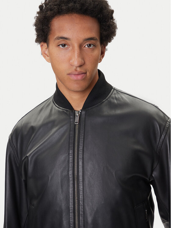 BOSS BOSS Кожено яке Jobrice 50547545 Черен Regular Fit