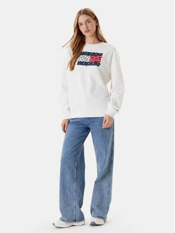 Tommy Jeans Tommy Jeans Mikina Floral Flag DW0DW20933 Bílá Relaxed Fit