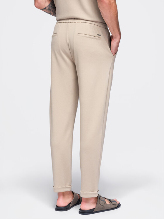 Ombre Ombre Spodnie materiałowe OM-PACP-0306 Beżowy Regular Fit