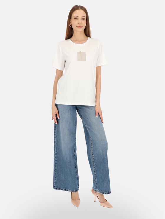 Potis & Verso Potis & Verso T-Shirt Roxa Biały Regular Fit