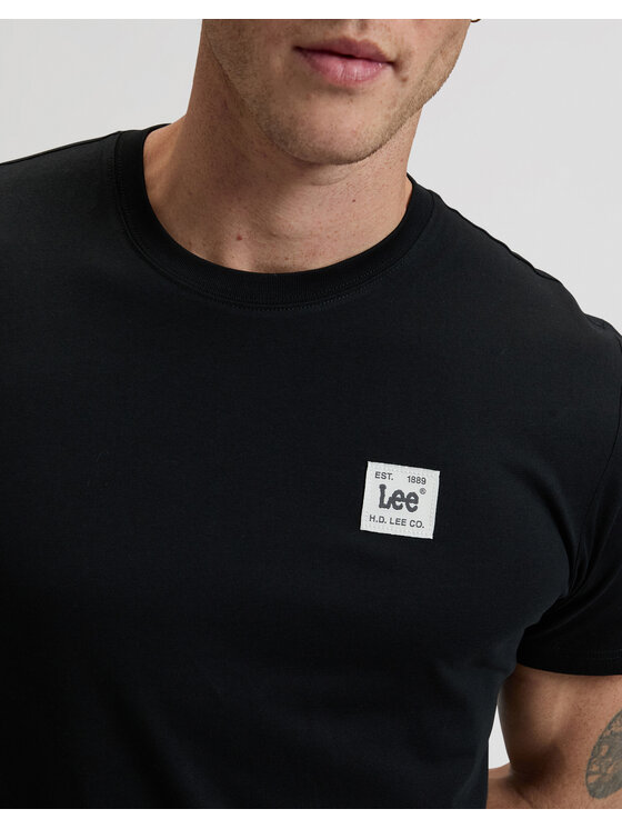 Lee Lee T-Shirt WOVEN LABEL TEE Czarny Regular Fit