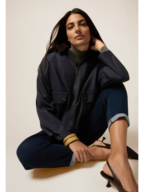 Oltre Oltre Cappotto 8150J000219N034 Blu Boxy Fit