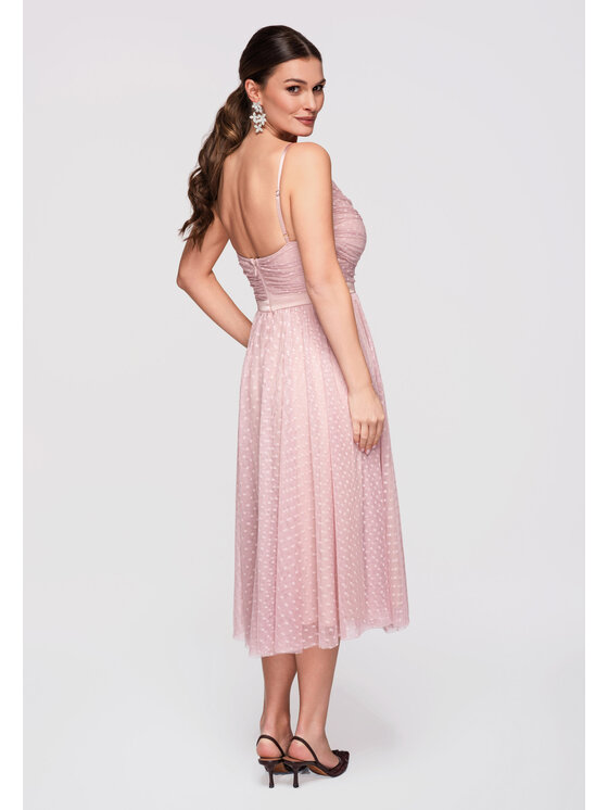 Ombre Ombre Sukienka wieczorowa LA-OM-DLR324 Beżowy Slim Fit
