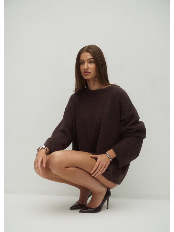 Le Collet Le Collet Sweter DIANA Brązowy Oversize