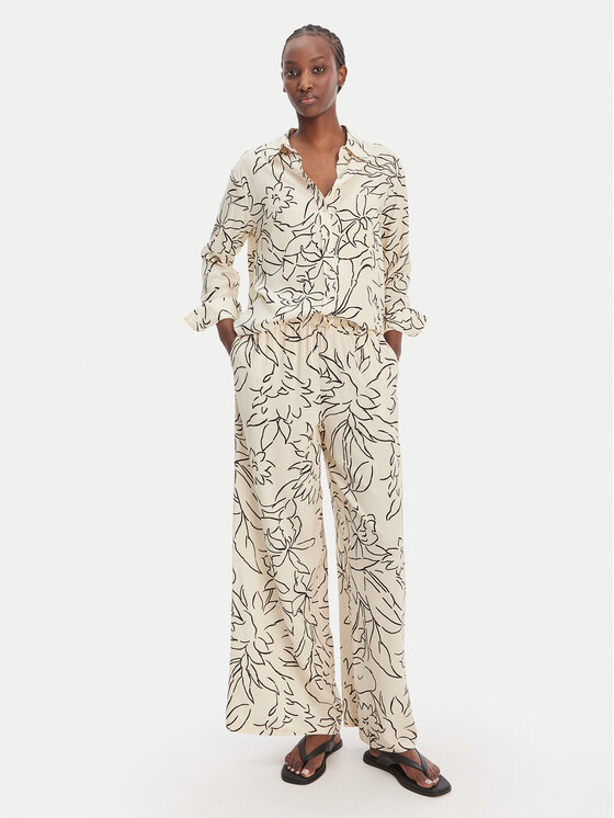 Seafolly Seafolly Medžiaginės kelnės Hothouse Flowers 55631-PA Smėlio Wide Leg