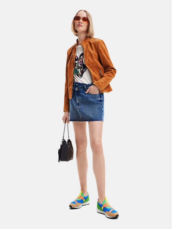 Desigual Desigual Куртка зі штучної шкіри 23SWEW02 Коричневий Regular Fit