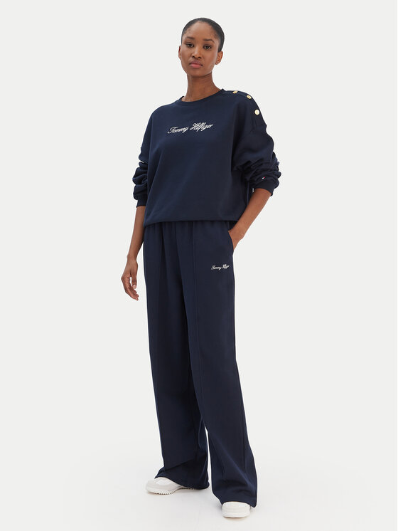 Tommy Hilfiger Tommy Hilfiger Džemperis ar kapuci Script WW0WW48783 Tumši zils Relaxed Fit