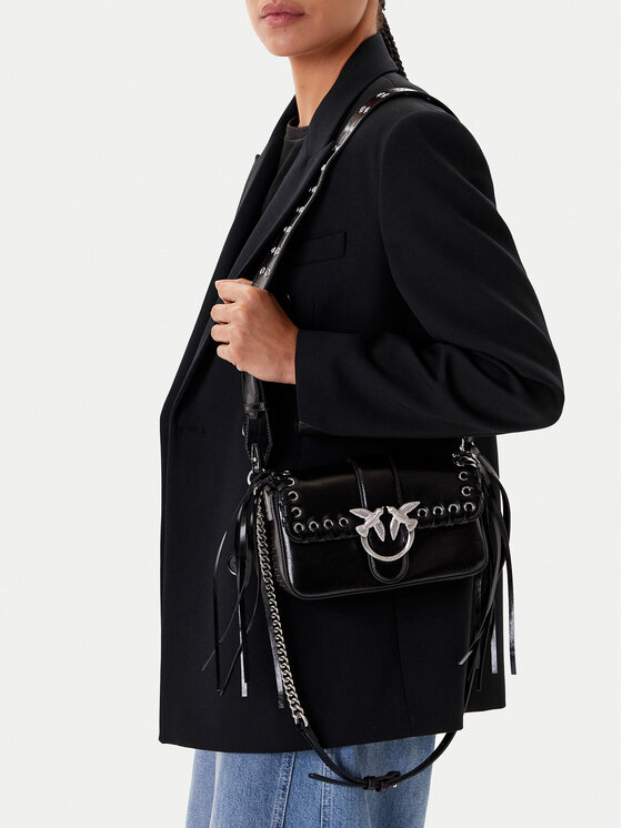PINKO PINKO Τσάντα Love One Mini Slouchy Fl PE 25 PLTT 104340 A28D Μαύρο
