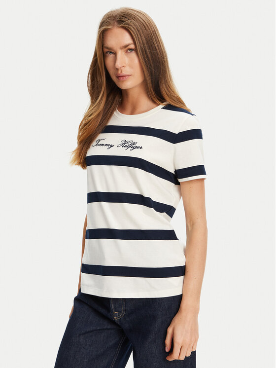 Tommy Hilfiger Tommy Hilfiger Póló Script WW0WW45746 Ekru Regular Fit