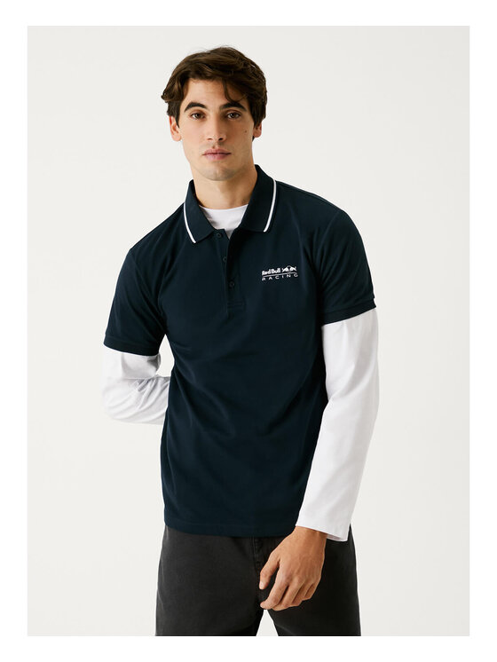 Pepe Jeans Pepe Jeans Polo Red Bull Racing Printed Logo Pique 2025 Granatowy Regular Fit