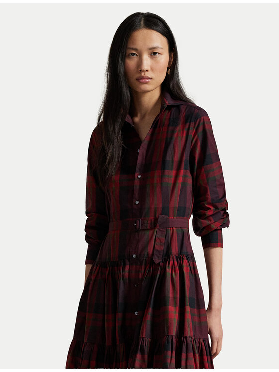 Polo Ralph Lauren Polo Ralph Lauren Srajčna obleka 211A13260001 Bordo rdeča Regular Fit