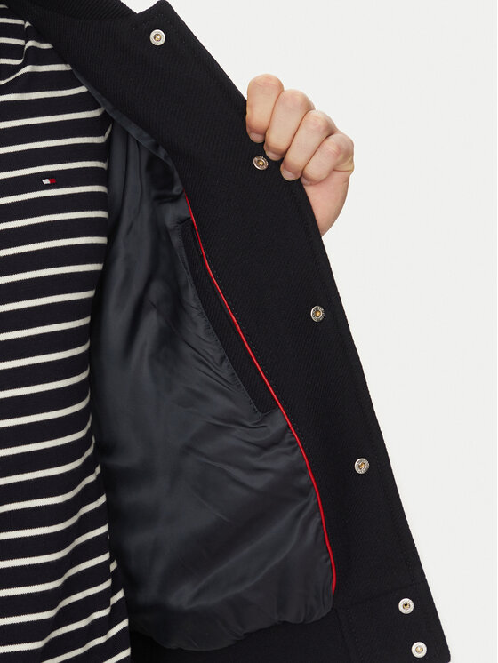 Tommy Hilfiger Tommy Hilfiger Kurtka przejściowa Leather Varsity Jacket MW0MW39248 Granatowy Regular Fit