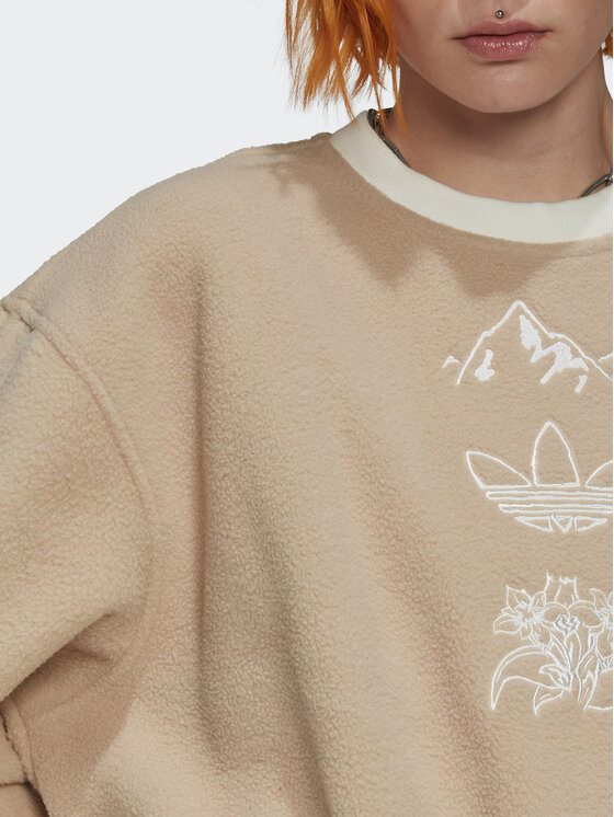 adidas adidas Fleecová mikina HM1607 Béžová Regular Fit